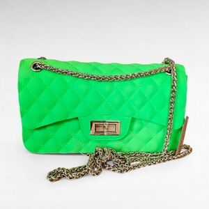 Hello, 3am... Green Jelly Quilted Chain Shoulder Crossbody Bag